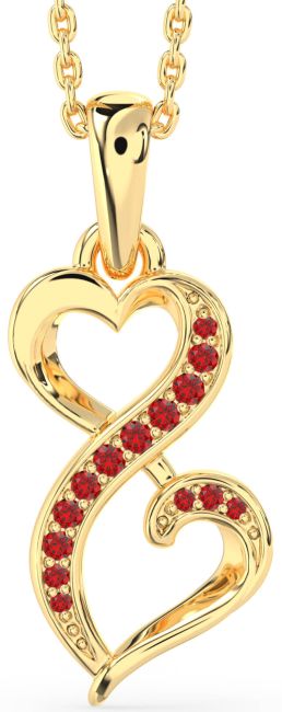 Ruby Gold Infinity Heart Necklace