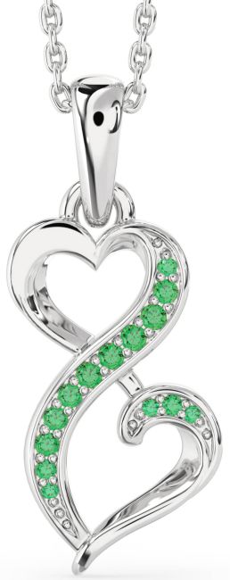Emerald Silver Infinity Heart Necklace
