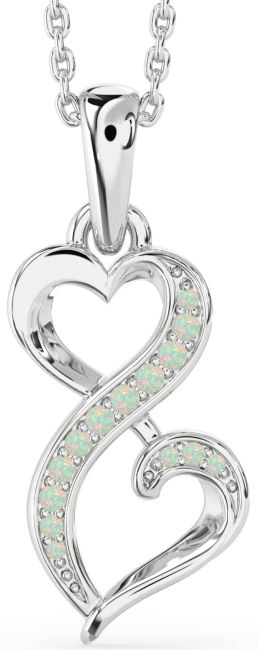 Opal Silver Infinity Heart Necklace