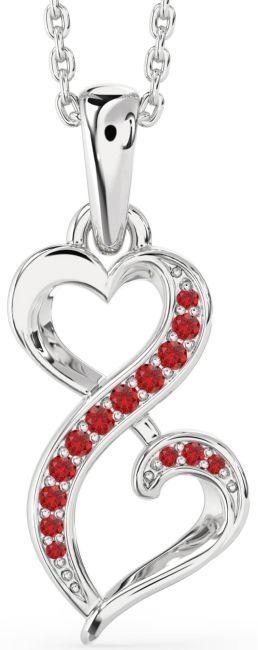 Ruby Silver Infinity Heart Necklace