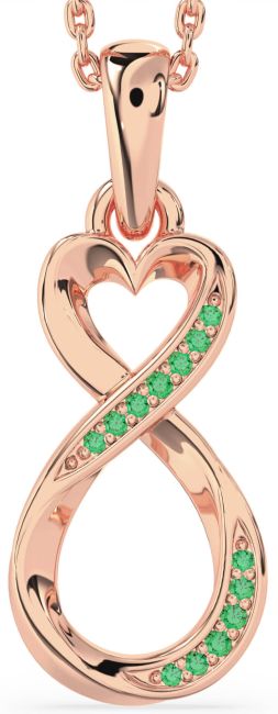Emerald Rose Gold Infinity Heart Necklace