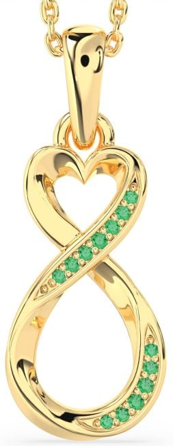 Emerald Gold Infinity Heart Necklace