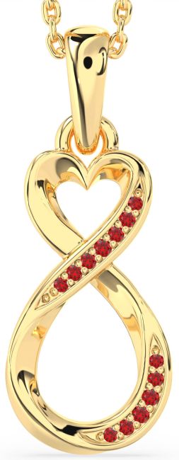 Ruby Gold Infinity Heart Necklace