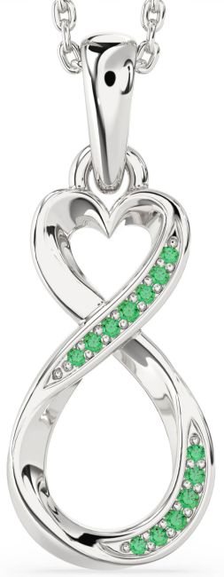 Emerald Silver Infinity Heart Necklace