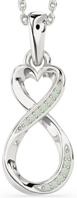 Opal Silver Infinity Heart Necklace