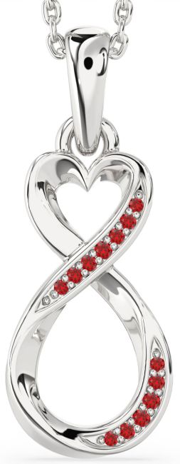 Ruby Silver Infinity Heart Necklace