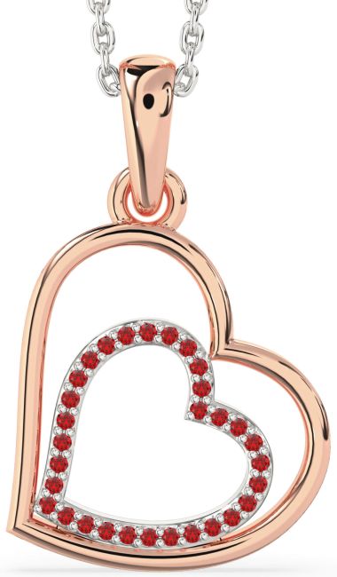 Ruby Rose Gold Silver Heart Necklace