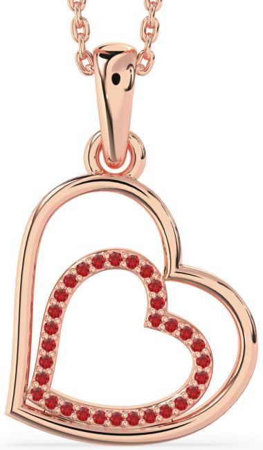 Ruby Rose Gold Silver Heart Necklace