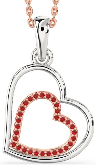 Ruby Rose Gold Silver Heart Necklace
