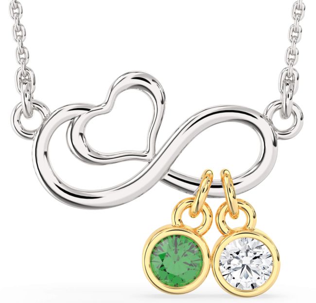 Gold Silver Infinity Heart Necklace