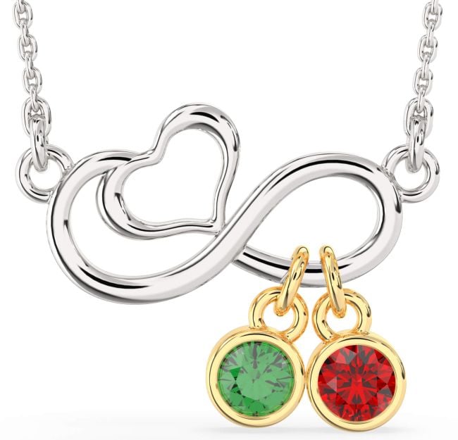 Gold Silver Infinity Heart Necklace