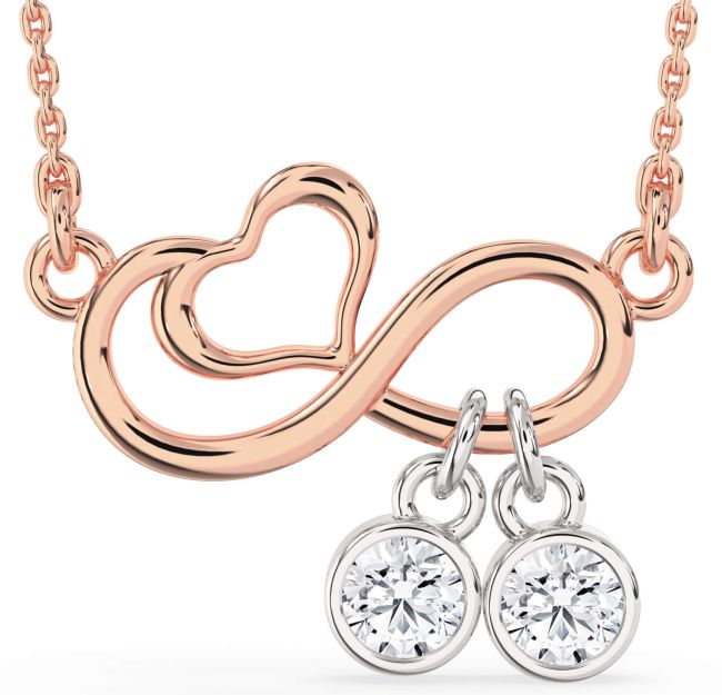 Diamond Platinum & Rose Gold Infinity Heart Necklace