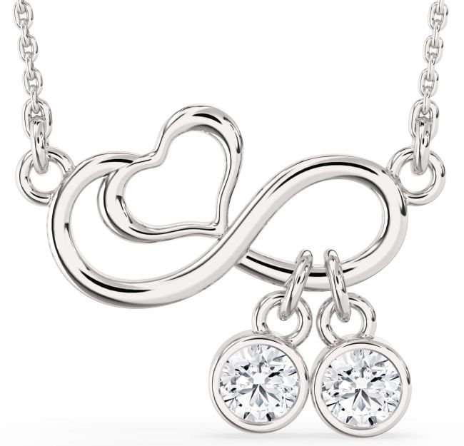 Diamond Silver Infinity Heart Necklace