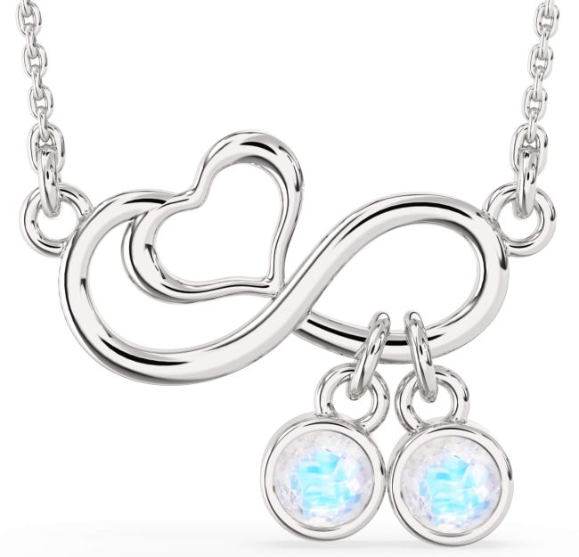 Moonstone Silver Infinity Heart Necklace