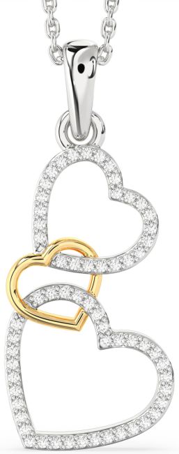 Diamond White Yellow Gold Heart Necklace
