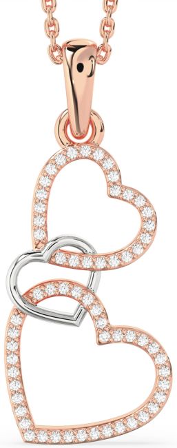 Diamond Platinum & Rose Gold Heart Necklace