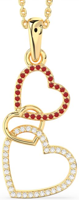 Diamond & Ruby Gold Heart Necklace