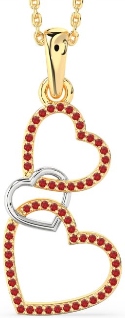 Ruby Gold Silver Heart Necklace