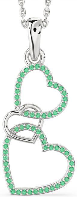 Emerald Silver Heart Necklace