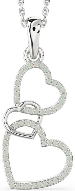 Opal Silver Heart Necklace