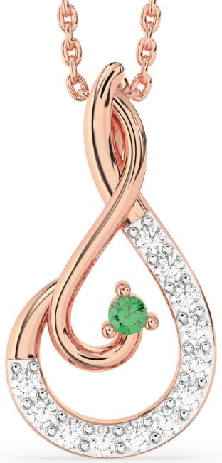 Diamond Emerald Rose Gold Silver Infinity Necklace
