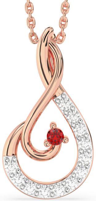 Diamond Ruby Rose Gold Infinity Necklace