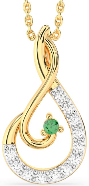 Diamond Emerald Gold Infinity Necklace