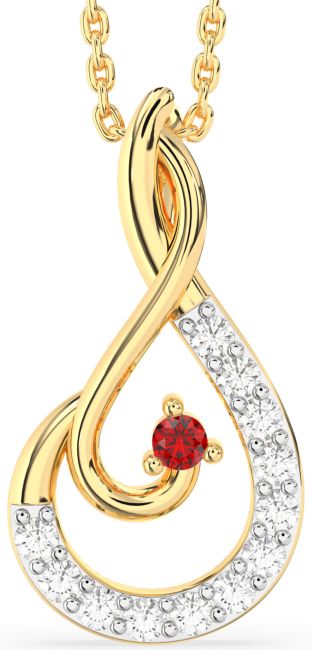 Diamond Ruby Gold Infinity Necklace