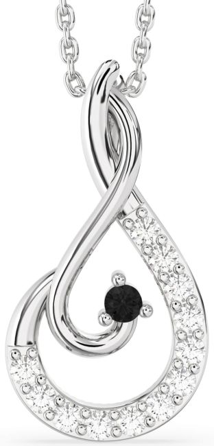 Black Diamond Silver Infinity Necklace