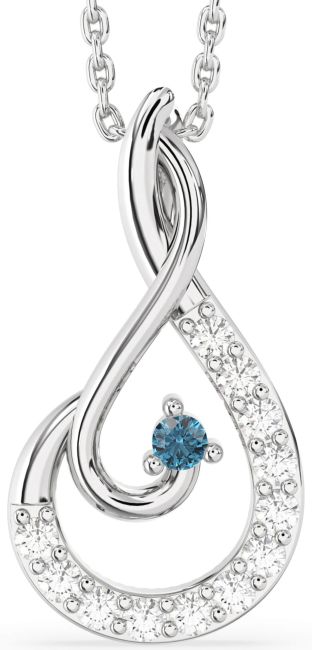 Blue Diamond Silver Infinity Necklace