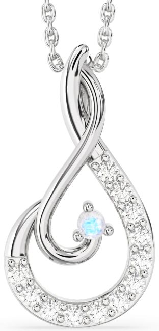 Diamond Moonstone Silver Infinity Necklace