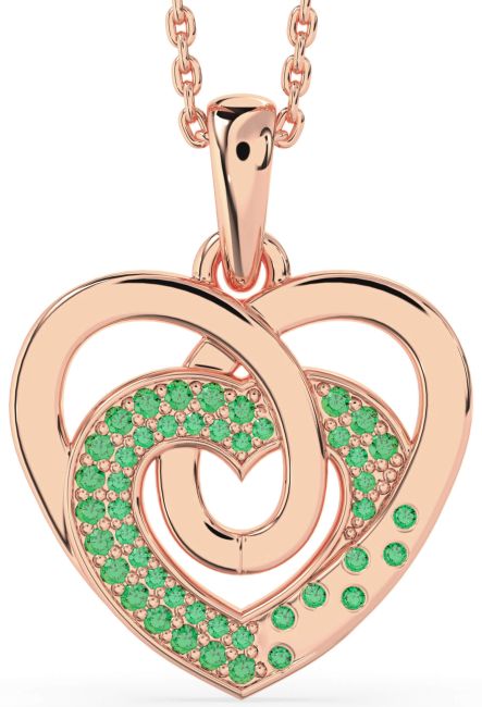 Emerald Rose Gold Heart Necklace