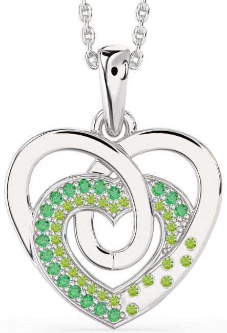 Emerald & Peridot Silver Heart Necklace