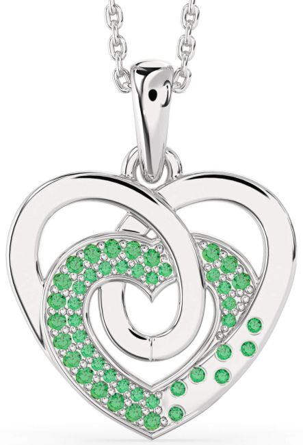 Emerald Platinum Heart Necklace