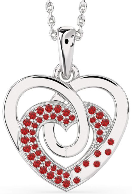 Ruby Silver Heart Necklace