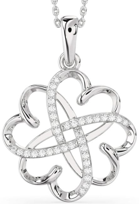 Large Diamond Silver Heart Flower Necklace