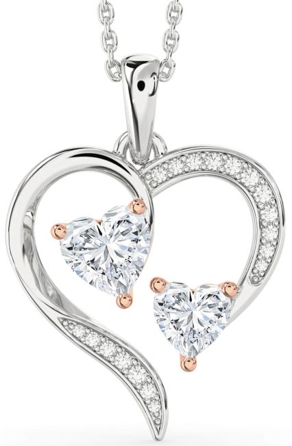 Diamond White Rose Gold Heart Necklace