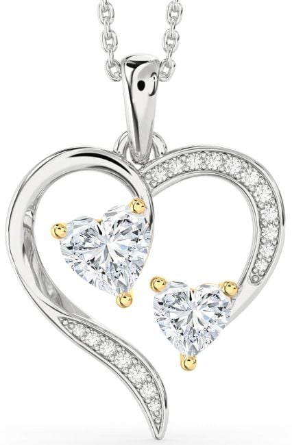 Diamond White Yellow Gold Heart Necklace