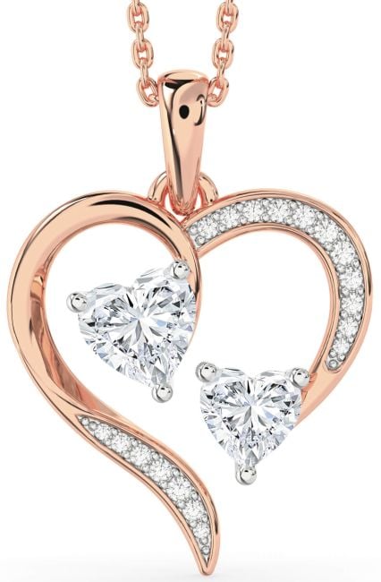 Diamond White Rose Gold Heart Necklace