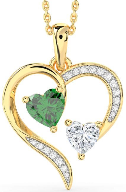 Diamond Gold Silver Heart Necklace