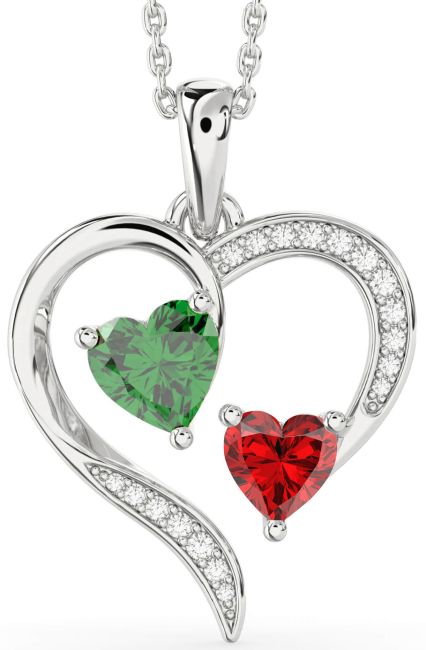 Diamond Silver Heart Necklace