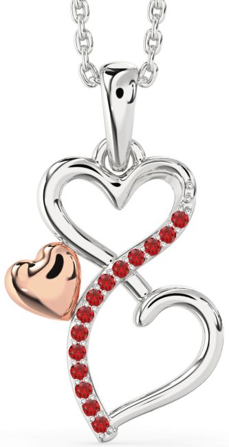 Ruby Rose Gold Silver Infinity Heart Necklace