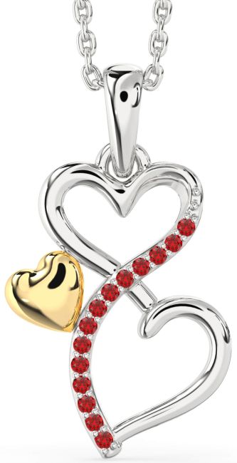 Ruby Gold Silver Infinity Heart Necklace