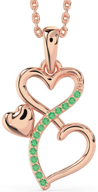 Emerald Rose Gold Infinity Heart Necklace