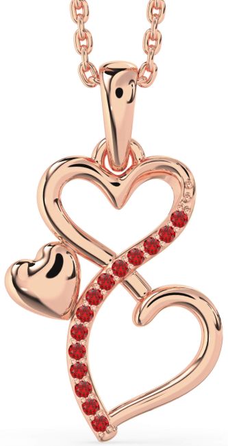 Ruby Rose Gold Silver Infinity Heart Necklace
