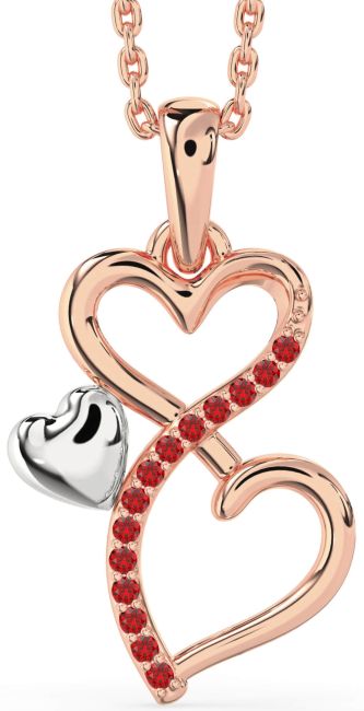 Ruby Rose Gold Silver Infinity Heart Necklace