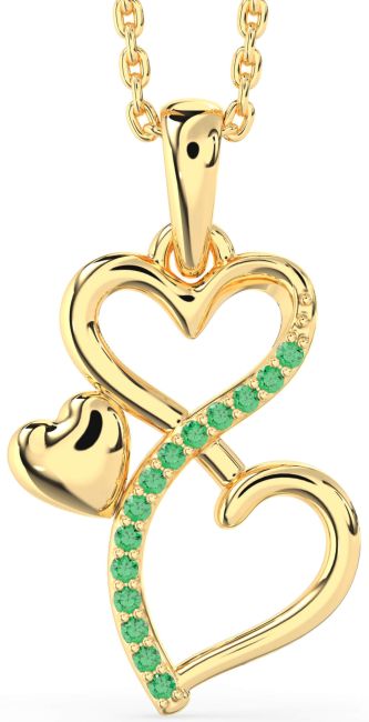 Emerald Gold Infinity Heart Necklace