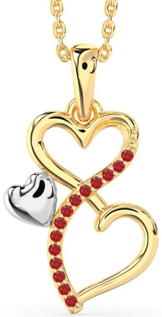 Ruby Gold Silver Infinity Heart Necklace