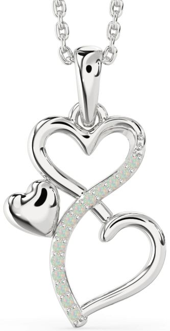 Opal Silver Infinity Heart Necklace