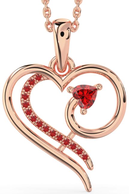 Ruby Rose Gold Heart Necklace